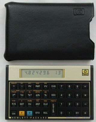 Vintage Hewlett Packard Hp 12c Financial Calculator With Sleeve Case