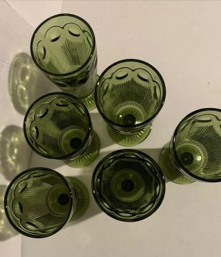 (6) Green Bartlett Collins Manhattan Bullseye Cane Wine Water Goblets Glasses 3
