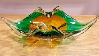 Vintage Murano Art Glass Large Archimede Seguso Murano Sommerso Centerpiece Bowl