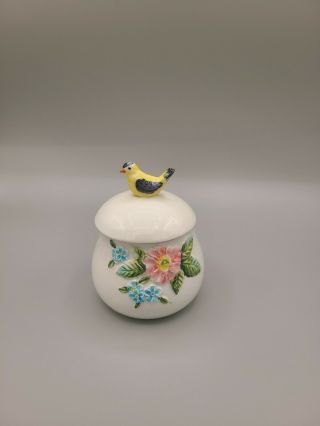 Vintage Made In Italy Hand - Painted Sugar Bowl