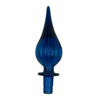 Vintage Cobalt Blue Glass Stopper 20cm Long For Empoli Genie Bottle Decanter