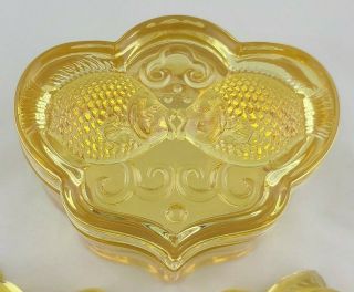 Tittot Kissing Fish Trinket Box Apples Paperweight Golden Yellow Crystal 3
