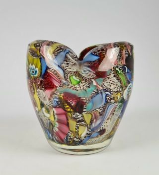 Vintage Murano Fratelli Toso Or A.  V.  E.  M.  Tutti Frutti Art Glass Vase 1960s