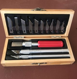 Vintage X - Acto Xacto Knife Set In Wood Box.  Usa