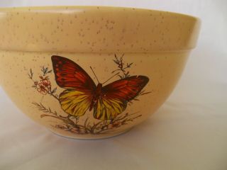 Treasure Craft Mixing Bowl Speckled Yellow With Butterfly 1 - 1/2 Quart