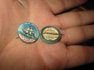 2 Vintage Save " Old Ironsides " 1925 Celluloid Advertising Pinback Button Badge