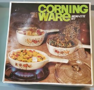 In Opened Box Corning Ware Spice Of Life 3 Piece Menuette Set P - 100 - 8