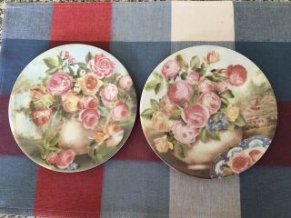 Set Of 2 Porcelain Floral Dessert Plates French Home Limoges France 7.  25 "