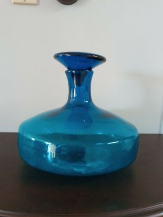 Blenko Wayne Husted Blue Decanter With Stopper