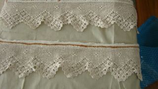 Vintage Antique White Hand Crocheted Lace Trim Piece 88” Long X 4” Wide