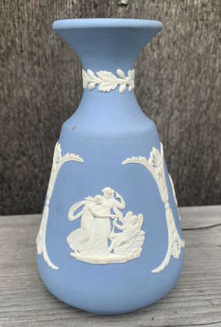 Vintage Blue Wedgwood Jasperware Flower Bud Vase 5 Inch Muses Pegasus
