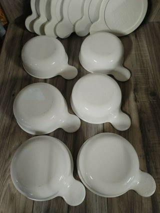 Set of 6 Corning Ware WHITE GRAB IT BOWLS W/Plastic Lids Soup,  Chili,  USA 2