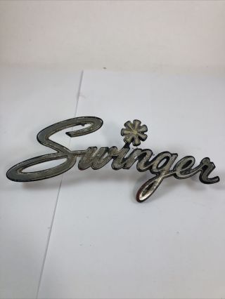 Vintage Dodge Plymouth Dart Swinger Car Script Emblem Badge Metal Rare Mopar