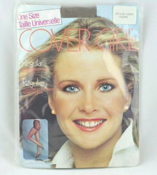 ✨vintage Pantyhose Cover Girl W/beautiful Model Taupe One Size Canada