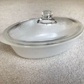 Glasbake Vintage Milk Glass 1 Qt Oval Casserole Dish W/ Lid J - 235 Made In Usa