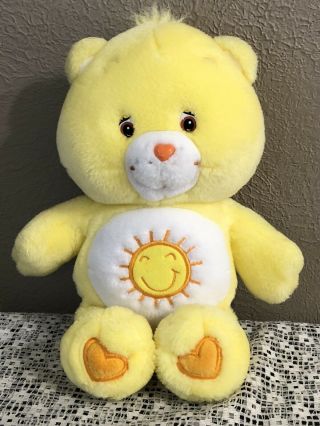 2002 Care Bears 13” Yellow Funshine Bear Tcfc Plush Stuffed Animal Sunshine - Euc