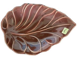 Vintage Royal Haeger Burgundy Leaf Candy Dish Platter Plate