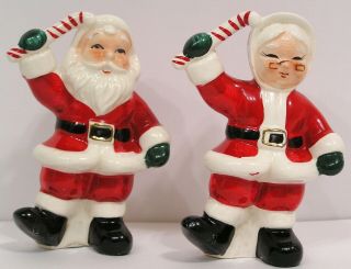 Vintage Napco Santa & Mrs Claus S&p Shakers Made In Japan 4 " Tall 1950s