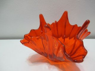 Vintage Fostoria Glass Bowl Heirloom Bittersweet Orange Square Handkerchief