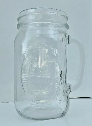 3 Glass 32oz.  Wide Mouth Mason Drinking Jars Mugs W/ Handle Country Hearth Quart