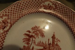 Antique Ironstone Red Transfer Dessert or Lunch Plate 7.  5 