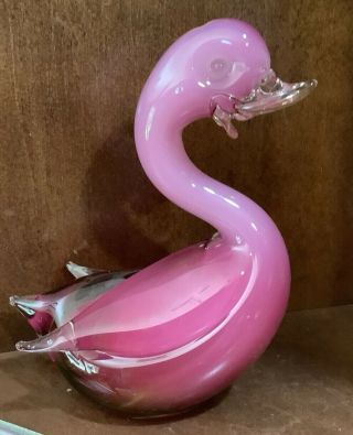 Vintage Murano Art Glass Swan - Pink