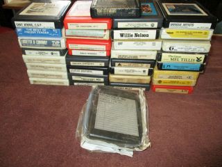 34 Vintage 8 Track Tapes - Country,  Easy Listening,  Rock,  Cleaning Tape,