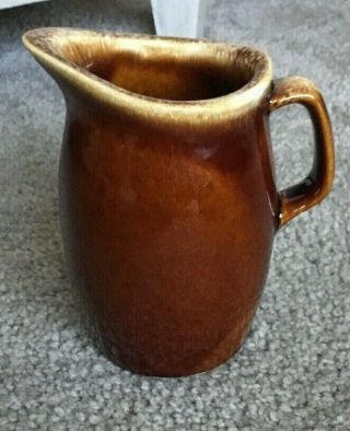 Vintage Hull Oven Proof Brown Creamer/syrup Pitcher 4.  5 " Drip Color