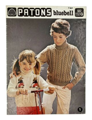 Patons Book 582 Bluebell 5 Ply Kids Jumpers Vintage Knit Patterns