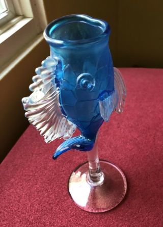 Rick Strini Iridescent Hand Blown Art Glass Fish Glass - Signed