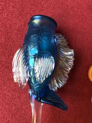 Rick Strini Iridescent Hand Blown Art Glass Fish Glass - Signed 3