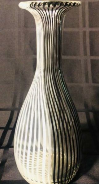 Vintage Dino Martens Murano Art Glass Vase.  Mezza Filigrana 1950’s Ex
