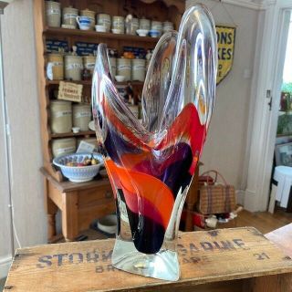 Vintage Hineri Iwatsu Kamei Japan Rainbow Art Glass Vase – Great Colours –