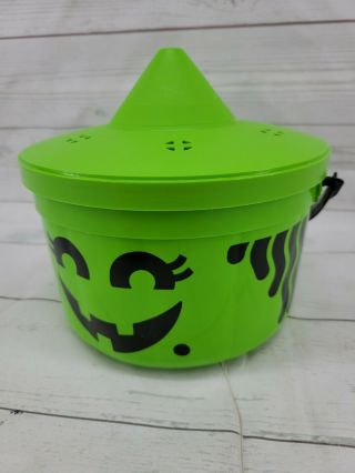 Vintage 1986 Mcdonalds Halloween Green Witch Candy Bucket 3
