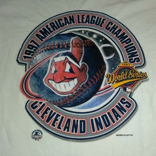 Vintage 1997 Cleveland Indians Chief Wahoo World Series T Shirt Size Large