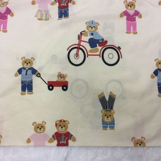 Vintage Jay Franco Teddy Bears Pillow Case Cover Cotton Blend Ivory Childrens A6