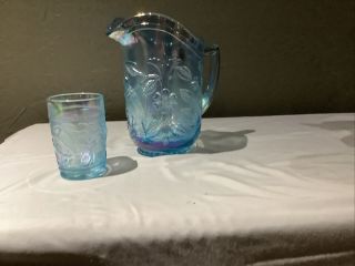 Imperial/lenox Carnival Glass Horizon Blue Robin 7 - Piece Water Set