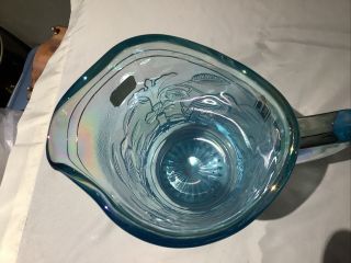 IMPERIAL/LENOX CARNIVAL GLASS HORIZON BLUE ROBIN 7 - PIECE WATER SET 2