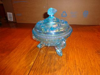 Vintage Westmoreland Argonaut Shell W/ Dolphin Feet Candy In Ice Blue Carnival