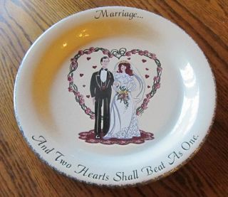 Home & Garden Party Stoneware Marriage Wedding Plate 10 " Bowl Dish Bride Groom