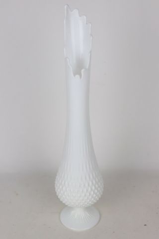 Vintage Fenton Hobnail White Milk Glass Blown Swung Art Vase - 21 " Tall