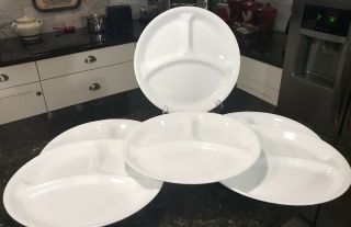 Set Of 6 Corelle Livingware Frost White 3 Section Divided Dinner Plates 10 1/4”