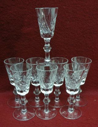 Ajka Crystal Csopak Pattern Sherry Glass - Set Of Eight (8) - 4 - 1/4 "