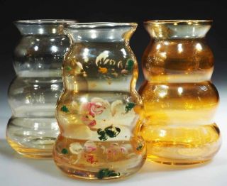 Dunbar Glass - Favor Vases (3) Marigold Iridescent Stain.
