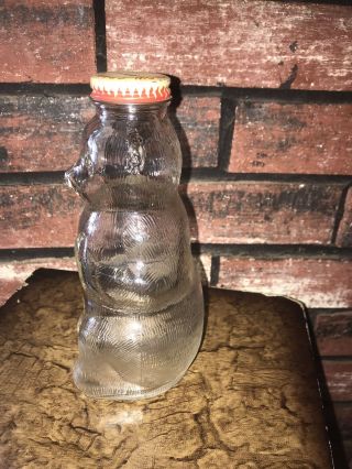 Vintage 1950s Snow Crest Bear Glass Bottle Coin Piggy Bank & Beverage Jar 3