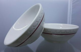 2 - Vintage Syracuse China Econo - Rim Restaurantware Red Cardinal Line Chili Bowls