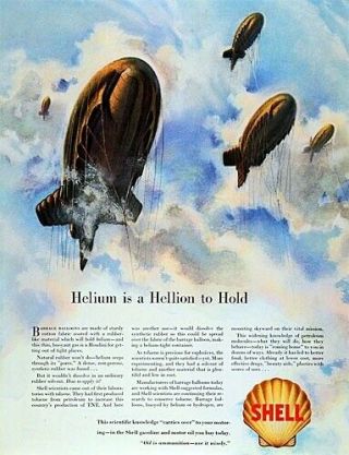 Vintage 1941 Shell Oil Helium Is A Hellion To Hold Wwii Era Barrage Balloon Ad