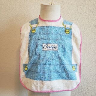 Vintage Carters Overalls Print Graphic Wide Cotton Eating Bib Snapback Girls