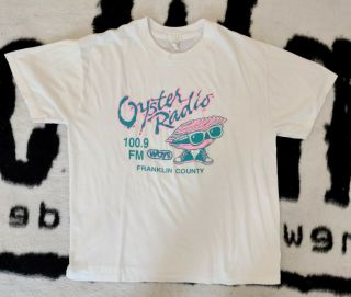 Vintage 80s Lexington Oyster Radio Florida 100.  9 Fm Rock N Roll Shirt Size Xl