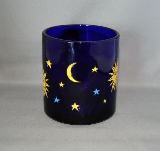 Libby Glass Celestial Sun Moon Stars Coffee Mug Cobalt Blue & Gold. 3